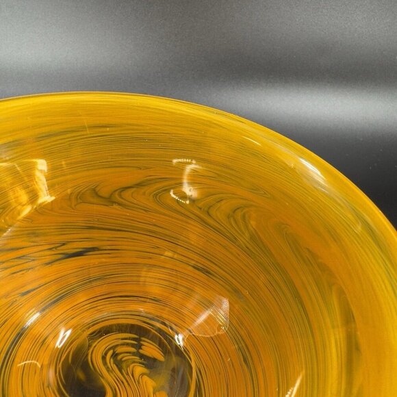 Vintage Glass Dish Bowl Clear With Orange Swirls Round Bowl Kitchenware Decor - Picture 9 of 13